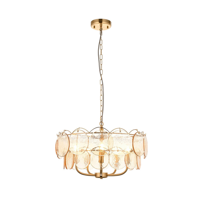 Endon 118603 5 Light Pendant Brushed Aged Brass Plate & Handmade Champagne Glass
