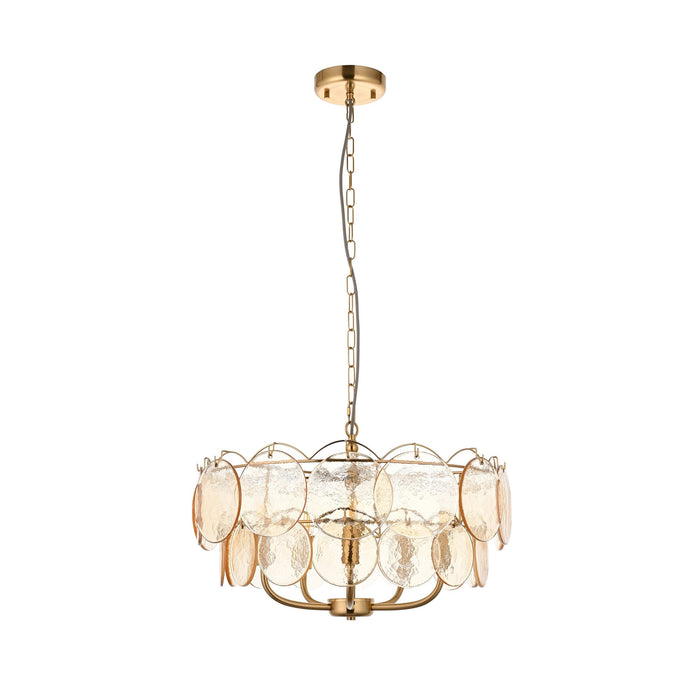 Endon 118603 5 Light Pendant Brushed Aged Brass Plate & Handmade Champagne Glass