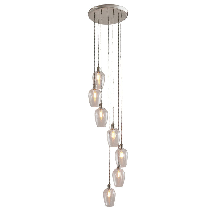 Endon 120642 7 Light Pendant Bright Nickel Plate & Clear Glass