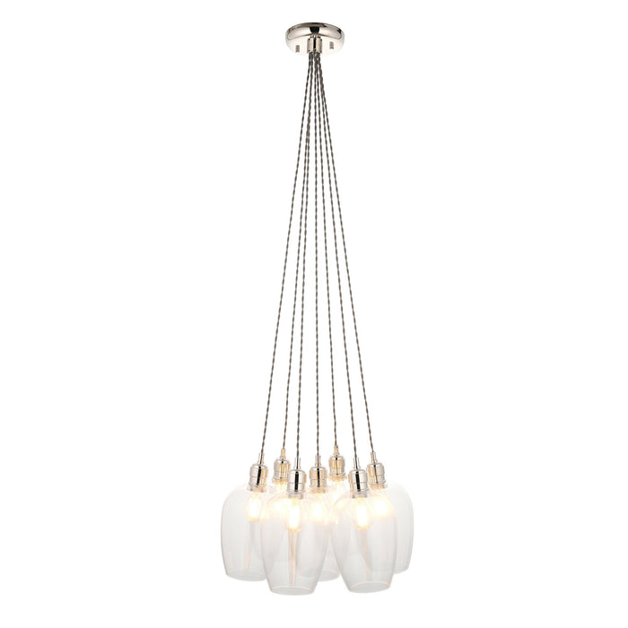 Endon 120643 7 Light Pendant Bright Nickel Plate & Clear Glass