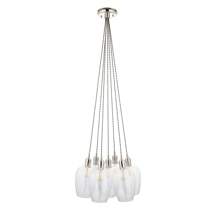 Endon 120643 7 Light Pendant Bright Nickel Plate & Clear Glass