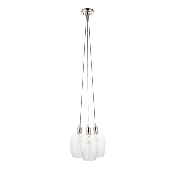 Endon 120644 3 Light Pendant Bright Nickel Plate & Clear Glass