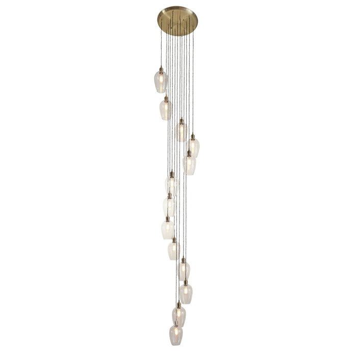 Endon 120645 13 Light Pendant Antique Brass Plate & Clear Glass