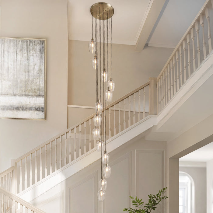 Endon 120645 13 Light Pendant Antique Brass Plate & Clear Glass