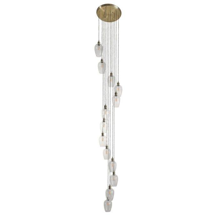 Endon 120645 13 Light Pendant Antique Brass Plate & Clear Glass