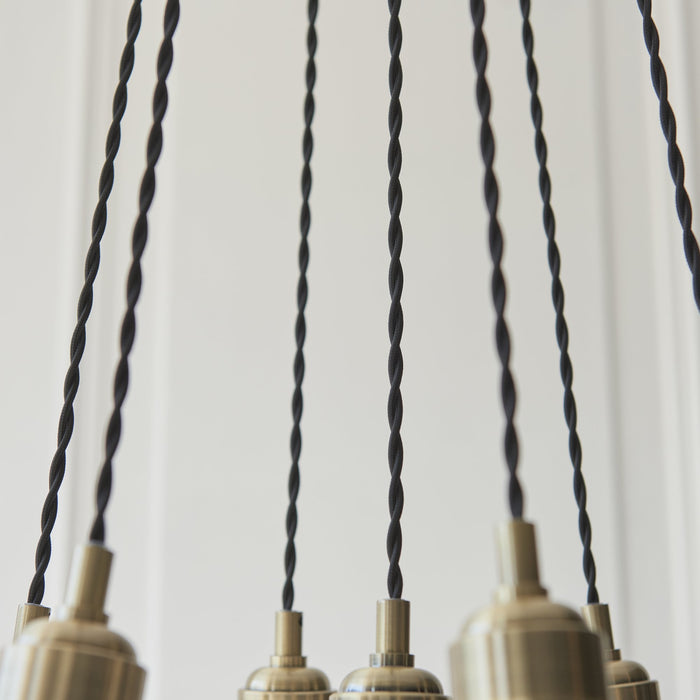 Endon 120647 7 Light Pendant Antique Brass Plate & Clear Glass