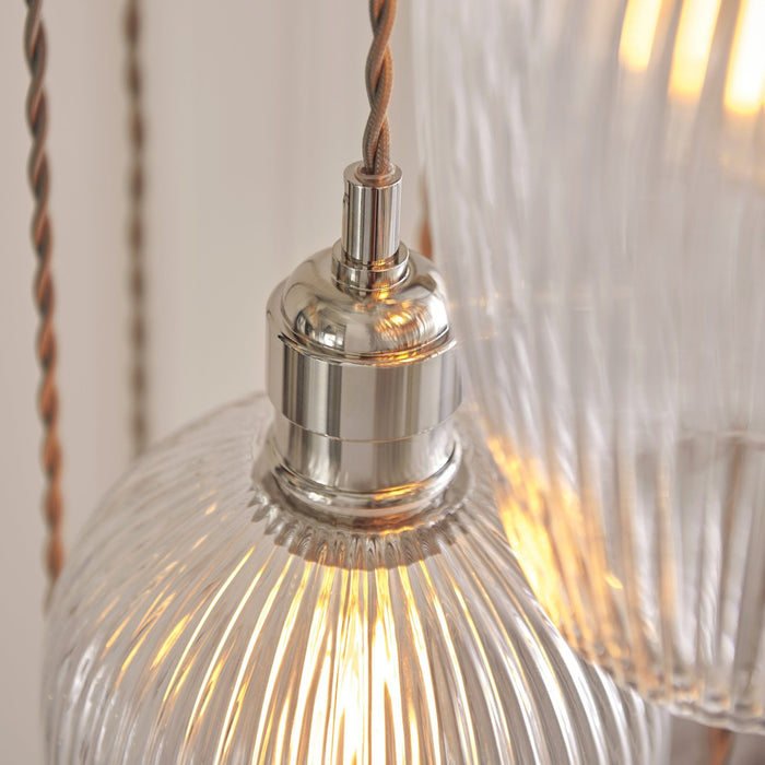 Endon 120649 13 Light Pendant Bright Nickel Plate & Clear Ribbed Glass
