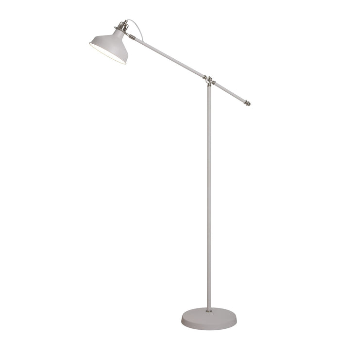 Nelson Lighting NL70099 Barnie Adjustable Floor Lamp Sand White/Satin Nickel/White