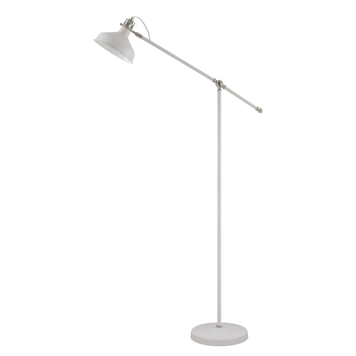 Nelson Lighting NL70099 Barnie Adjustable Floor Lamp Sand White/Satin Nickel/White