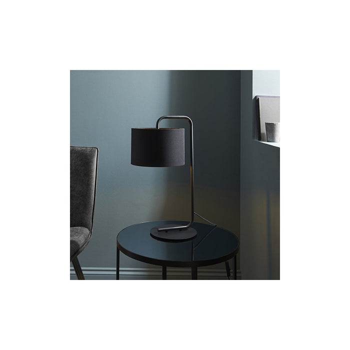 Endon 92345 1 Light Table Lamp Satin Black Paint & Black Fabric