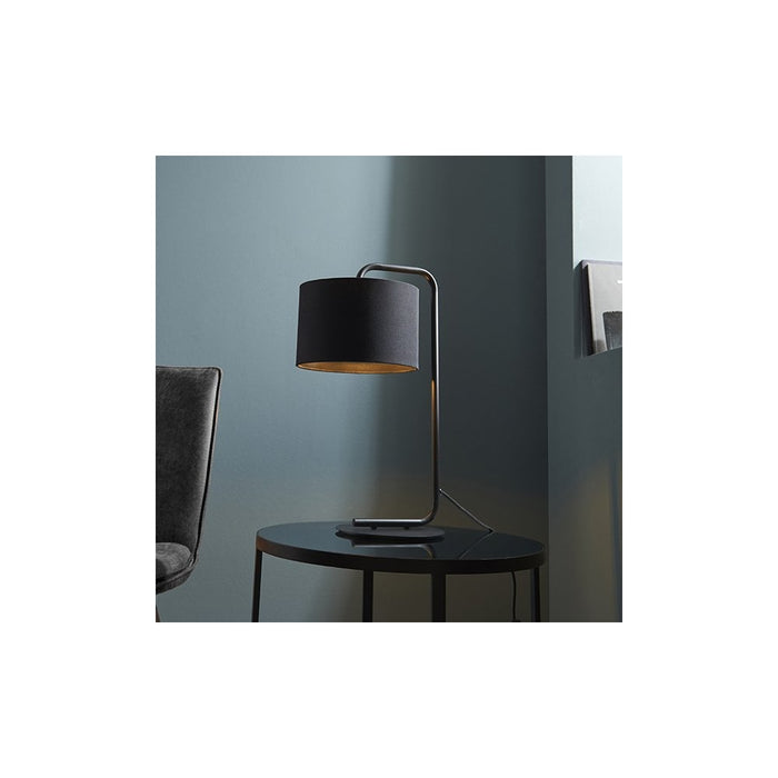 Endon 92345 1 Light Table Lamp Satin Black Paint & Black Fabric