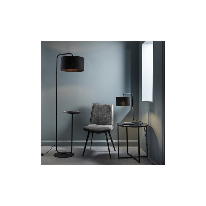 Endon 92345 1 Light Table Lamp Satin Black Paint & Black Fabric