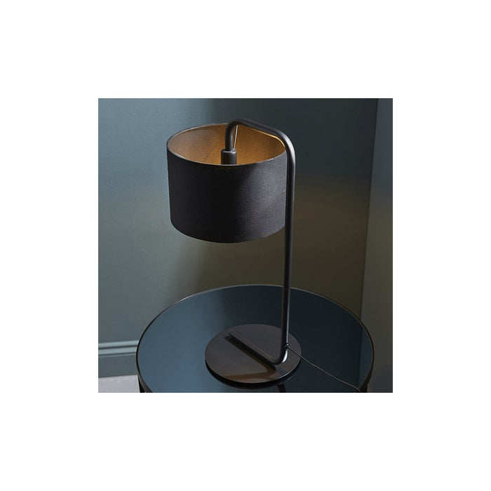 Endon 92345 1 Light Table Lamp Satin Black Paint & Black Fabric