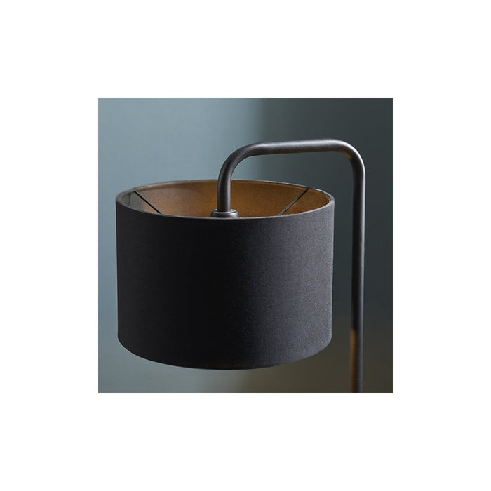 Endon 92345 1 Light Table Lamp Satin Black Paint & Black Fabric