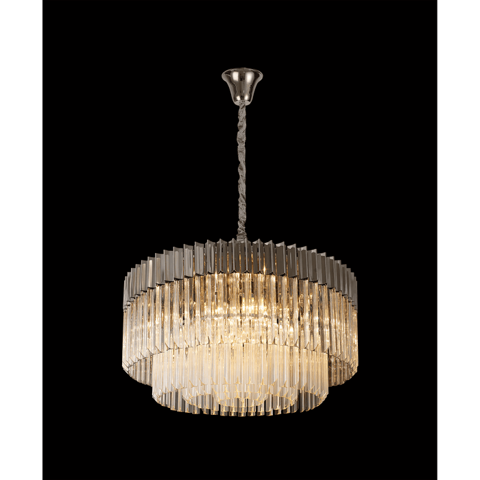 Nelson Lighting NL82359 Vienna Pendant Round 12 Light Polished Nickel/Clear Glass