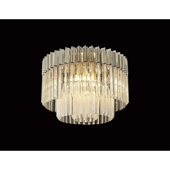 Nelson Lighting NL82419 Kobra Ceiling Round 7 Light Polished Nickel/Clear Glass