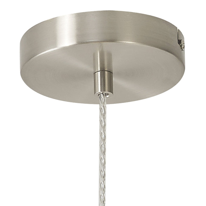Nelson Lighting NL84639 Olivia Narrow Pendant Satin Nickel/Opal Glass & Clear Twisted Cable