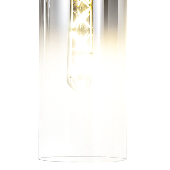 Nelson Lighting NL84879 Blade Slim Single Switched Wall Lamp Black/Smoke Fade Glass