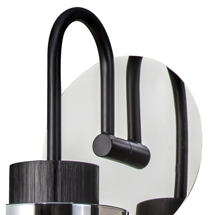 Nelson Lighting NL84879 Blade Slim Single Switched Wall Lamp Black/Smoke Fade Glass