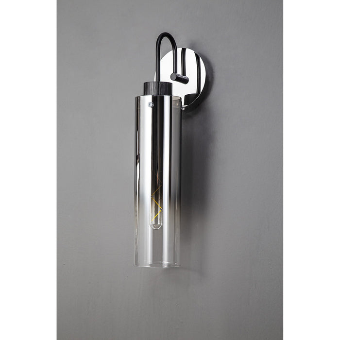 Nelson Lighting NL84879 Blade Slim Single Switched Wall Lamp Black/Smoke Fade Glass