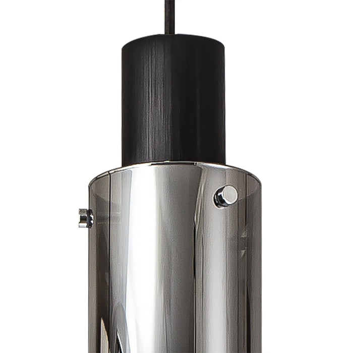 Nelson Lighting NL84899 Blade Slim Round Pendant 3 Light Adjustable Black/Smoke Fade Glass