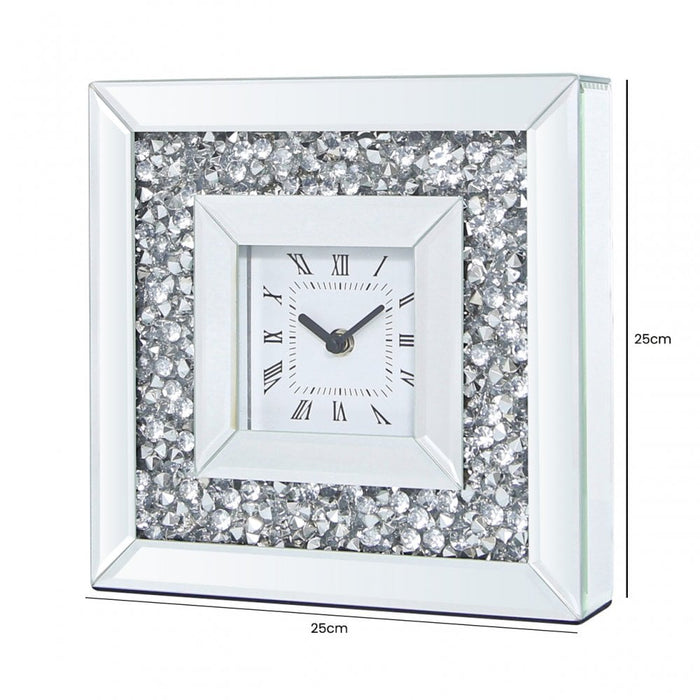 Nelson Lighting NL191-00-MR 25cm Diamond & Mirror Table Clock