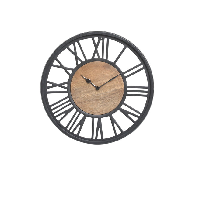Nelson Lighting NL200-S0-BLWD Val Small Round 40cm Black And Natural Wood Wall Clock
