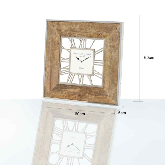 Nelson Lighting NL201-M0-WD Val Medium Square 60cm Natural Wood Wall Clock