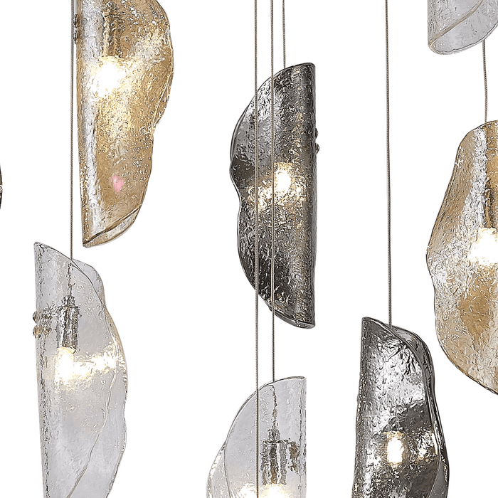 Nelson Lighting NL90529 Washington 12 Light Pendant Polished Chrome, Clear, Amber & Smoked Glass