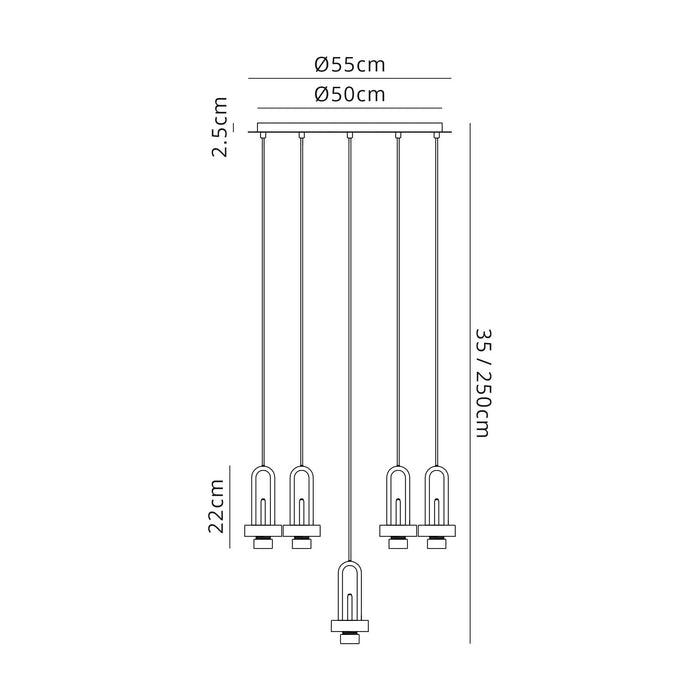 Nelson Lighting NL87989 Acme 2.5m Round Suspension Kit Matt Black
