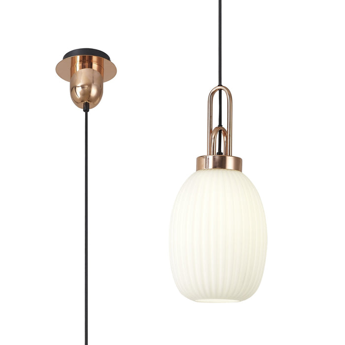 Nelson Lighting NLK05379 Acme 1 Light Pendant Copper Matt Black