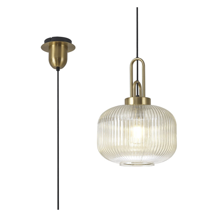 Nelson Lighting NLK05409 Acme 1 Light Pendant Brass Gold Matt Black