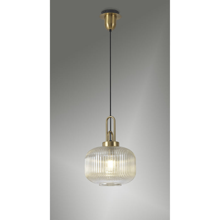Nelson Lighting NLK05409 Acme 1 Light Pendant Brass Gold Matt Black