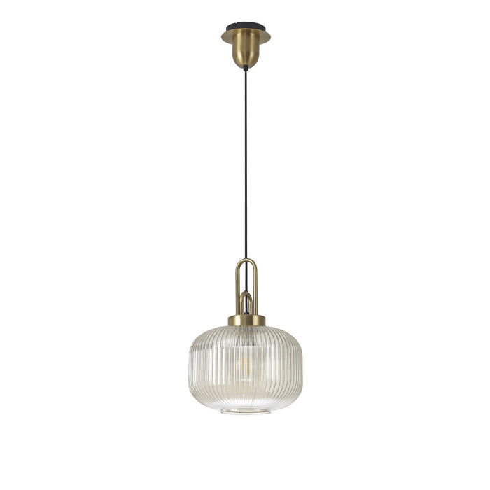 Nelson Lighting NLK05409 Acme 1 Light Pendant Brass Gold Matt Black