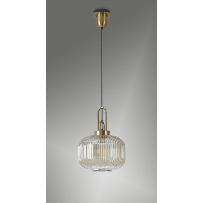 Nelson Lighting NLK05409 Acme 1 Light Pendant Brass Gold Matt Black