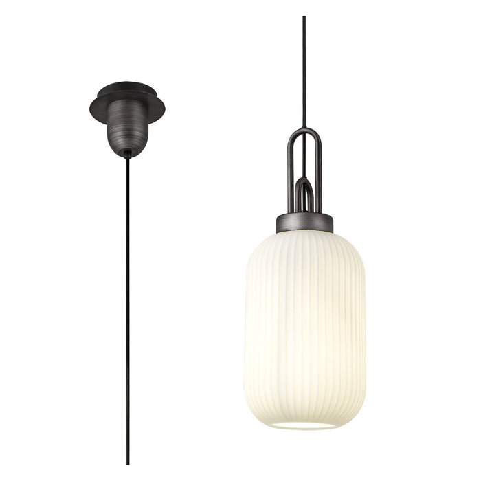 Nelson Lighting NLK05639 Acme 1 Light Pendant Aged Pewter Matt Black