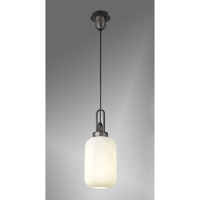 Nelson Lighting NLK05639 Acme 1 Light Pendant Aged Pewter Matt Black
