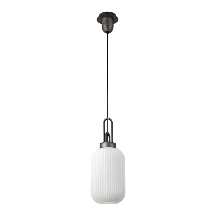 Nelson Lighting NLK05639 Acme 1 Light Pendant Aged Pewter Matt Black