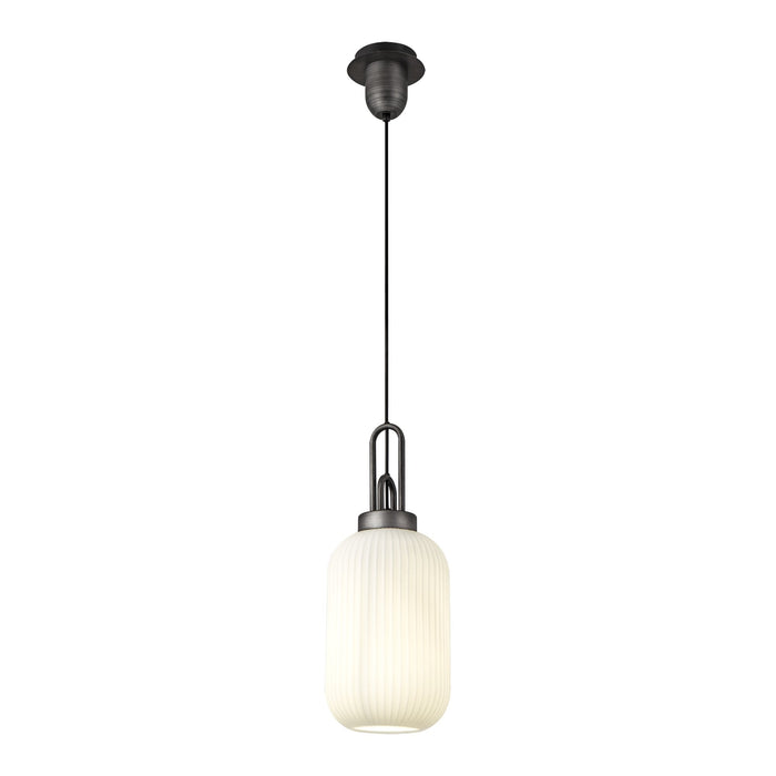 Nelson Lighting NLK05639 Acme 1 Light Pendant Aged Pewter Matt Black