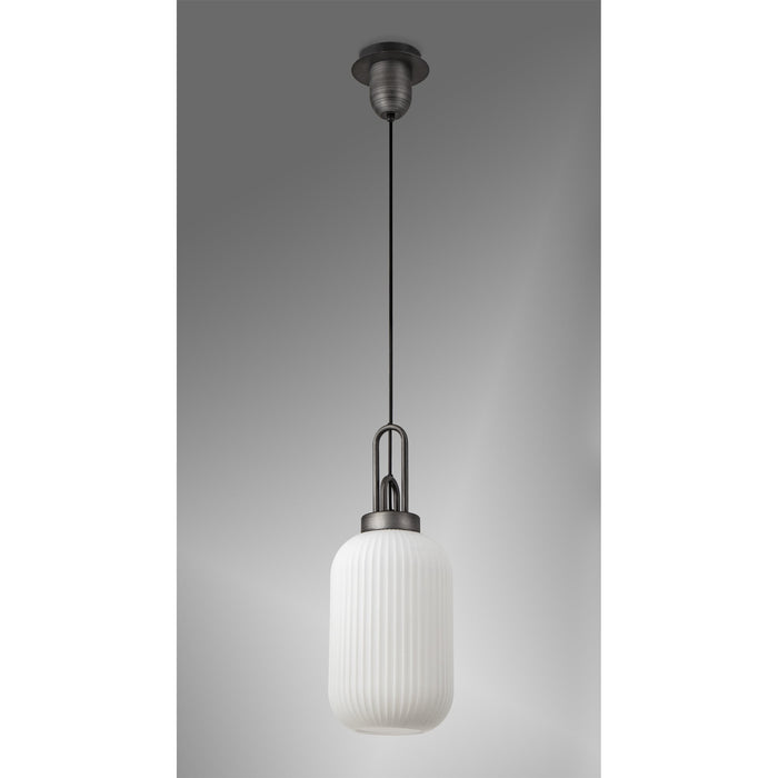 Nelson Lighting NLK05639 Acme 1 Light Pendant Aged Pewter Matt Black