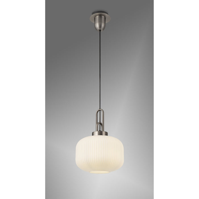 Nelson Lighting NLK05719 Acme 1 Light Pendant Antique Silver Matt Black