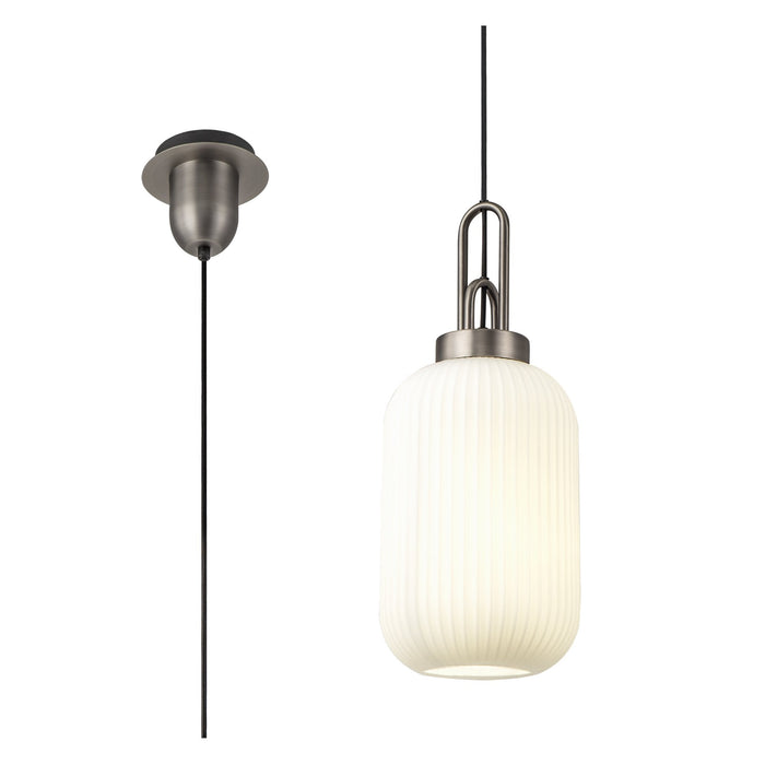 Nelson Lighting NLK05749 Acme 1 Light Pendant Antique Silver Matt Black