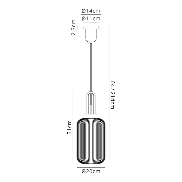 Nelson Lighting NLK05749 Acme 1 Light Pendant Antique Silver Matt Black