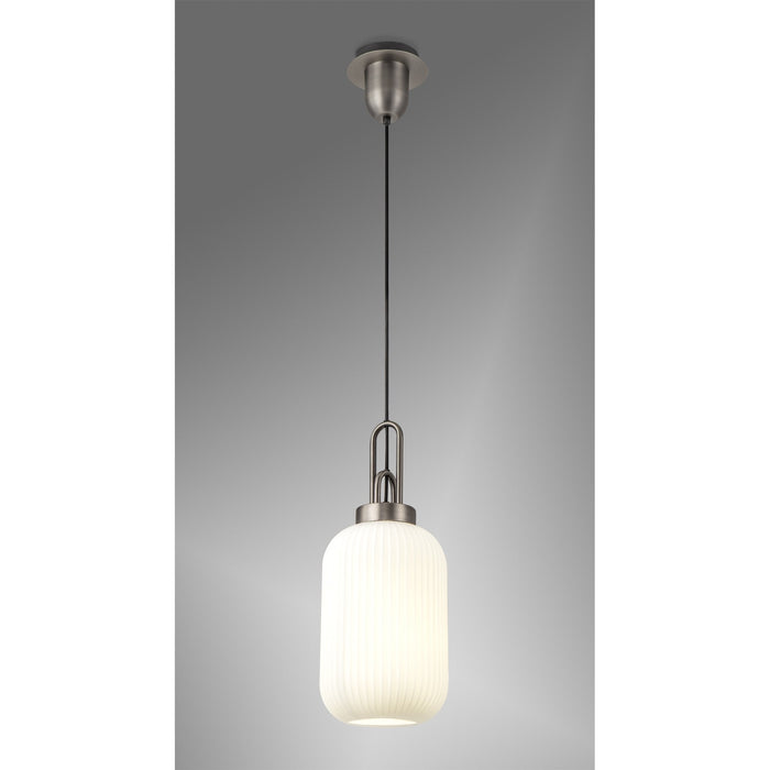 Nelson Lighting NLK05749 Acme 1 Light Pendant Antique Silver Matt Black