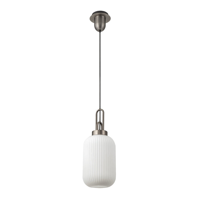 Nelson Lighting NLK05749 Acme 1 Light Pendant Antique Silver Matt Black
