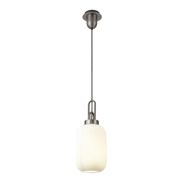 Nelson Lighting NLK05749 Acme 1 Light Pendant Antique Silver Matt Black