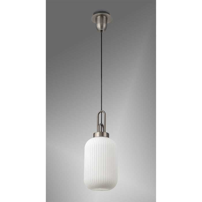Nelson Lighting NLK05749 Acme 1 Light Pendant Antique Silver Matt Black