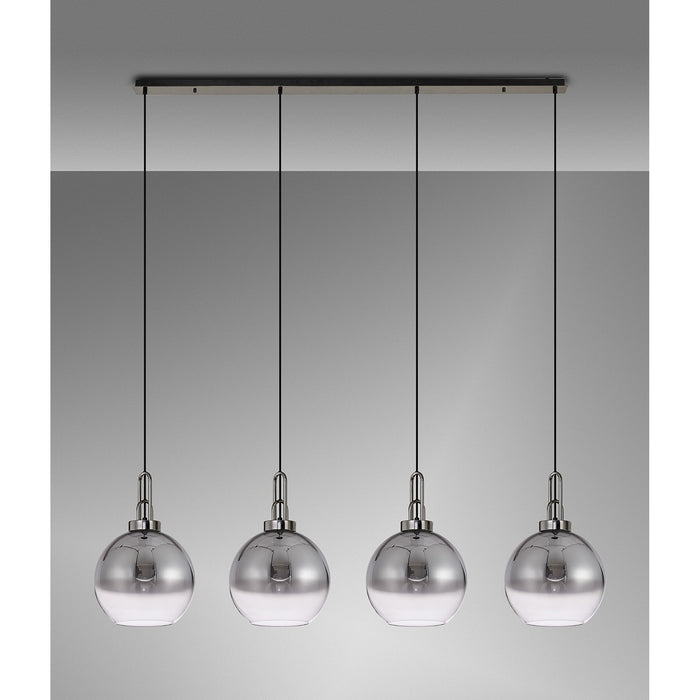 Nelson Lighting NLK06319 Acme 4 Light Linear Pendant Black Chrome Matt Black