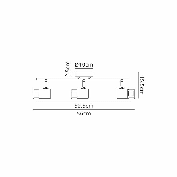 Nelson Lighting NL99619 Adner 3 Light Linear Bar Spotlight Graphite Polished Chrome