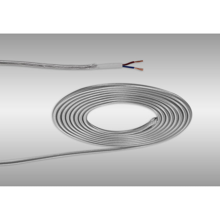 Nelson Lighting NL8071/M9 Apollo 1m Silver Braided 2 Core 0.75mm Cable VDE Approved